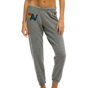 NWT AVIATOR NATION JOGGER LOGO SWEATPANTS! HEATHER GREY - SURF, BEACH, LOUNGE!